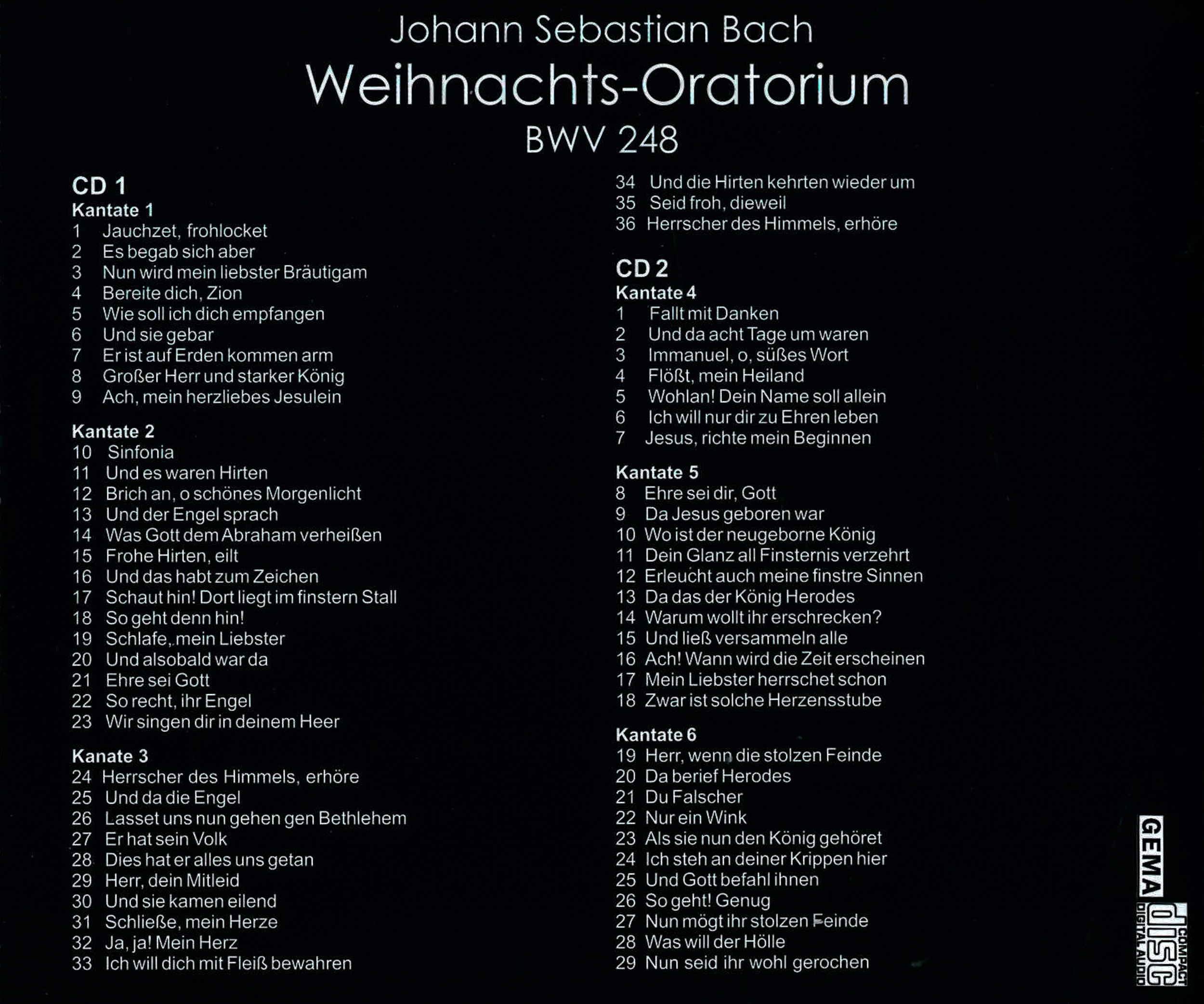 Münsterladen Freiburg Musik Geschenk CD Bach Weihnachts-Oratorium